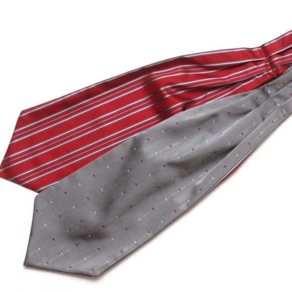 Grey and Red Silk ascot - Picture 1 of 5